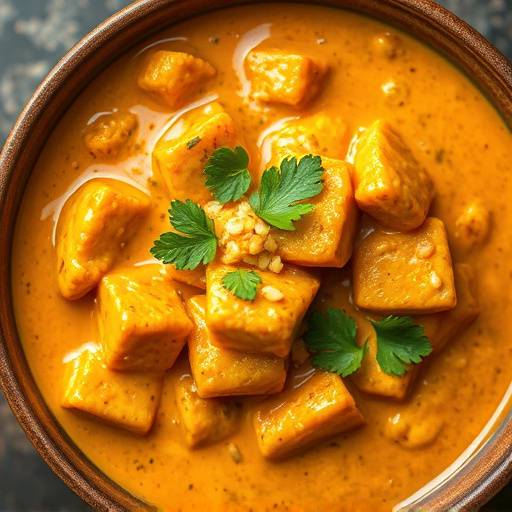 A bowl of creamy Cape Malay Curry, with vibrant spices and tender meat.