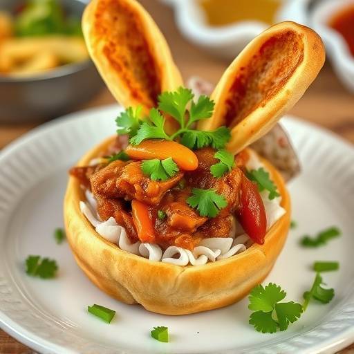 A Bunny Chow loaf filled with delicious mutton curry.
