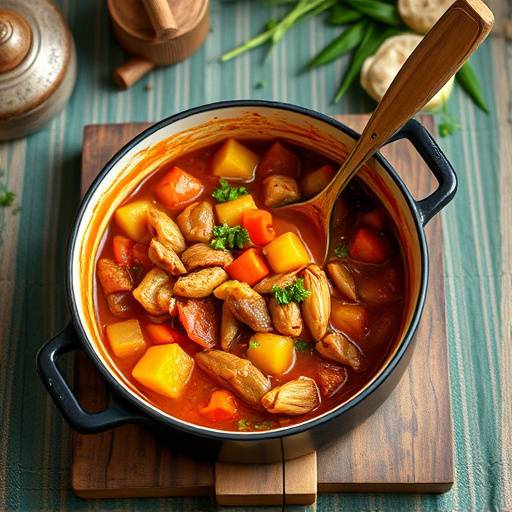 A close-up shot of preparing a Potjiekos, a traditional South African stew cooked in a three-legged pot.