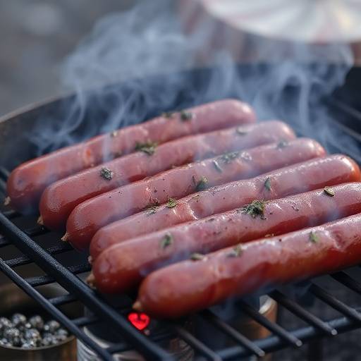 A plate of Boerewors, a traditional South African sausage, sizzling on a braai (barbecue).