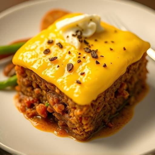 Bobotie, a spiced minced meat dish with an egg custard topping