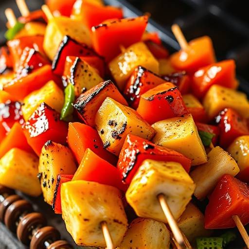 Sosaties, marinated and skewered meat, grilled or braaied