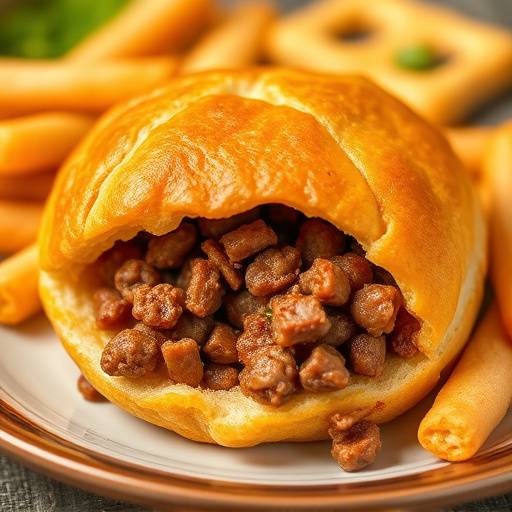 Vetkoek with Mince: Crispy fried dough filled with savory mince, a classic South African snack.